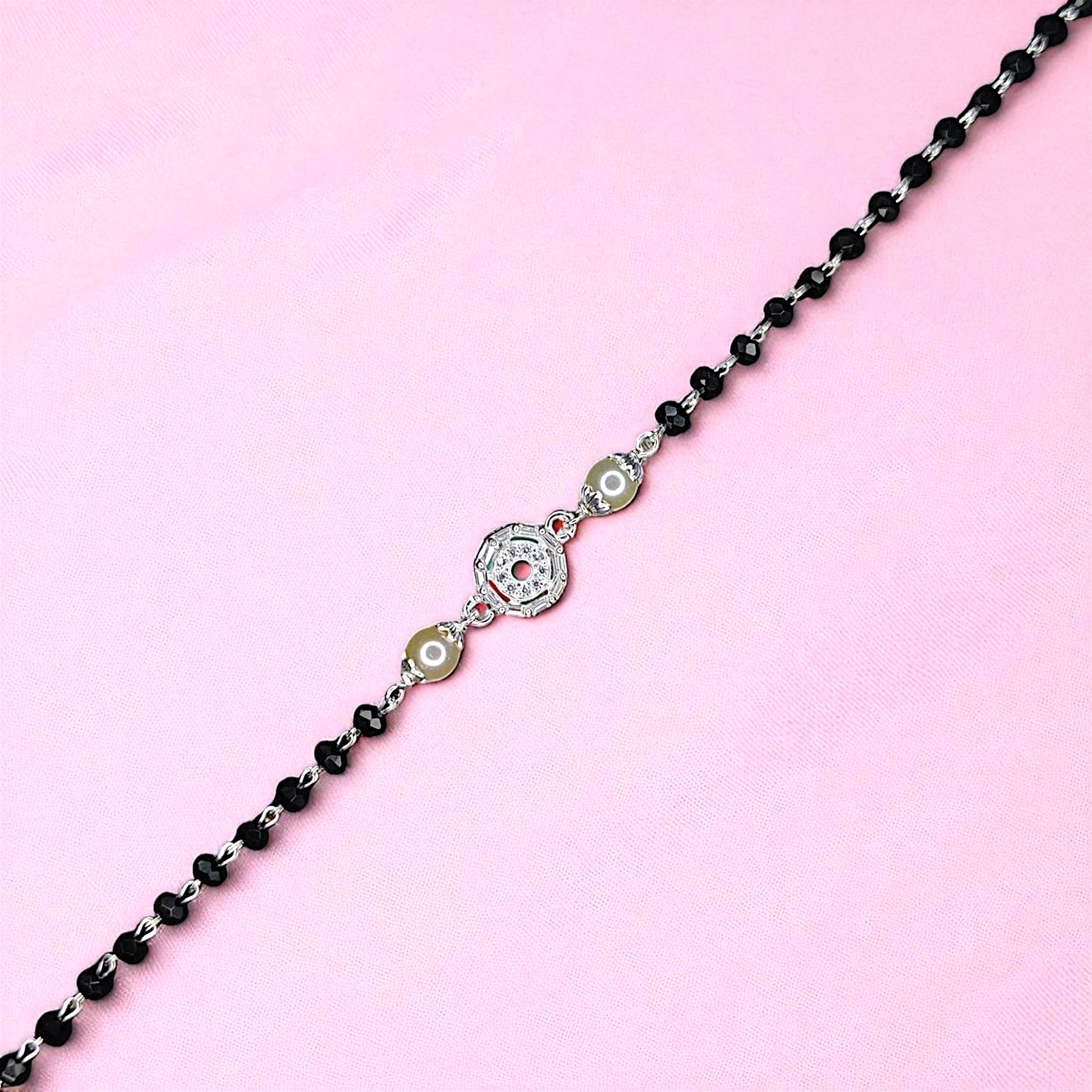 Round Pearl Beaded Hand Mangalsutra - 925 Silver