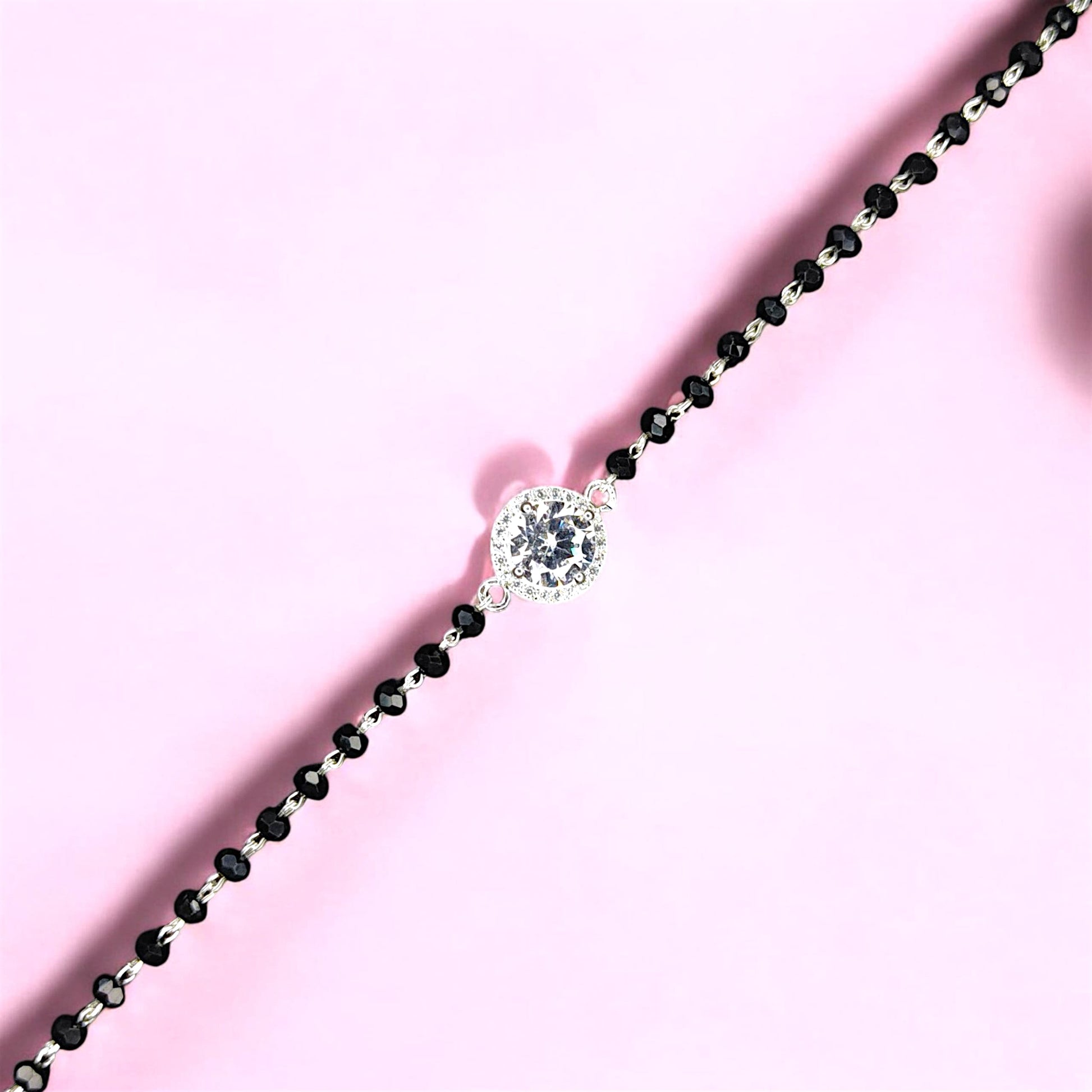 White Diamond Adjustable Hand Mangalsutra - 925 Silver