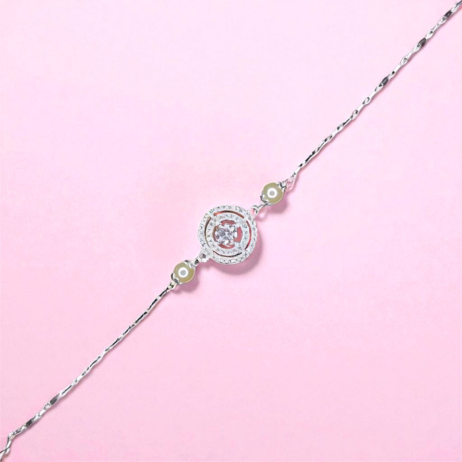 Circular Gun Metal Beaded Hand Mangalsutra - 925 Silver