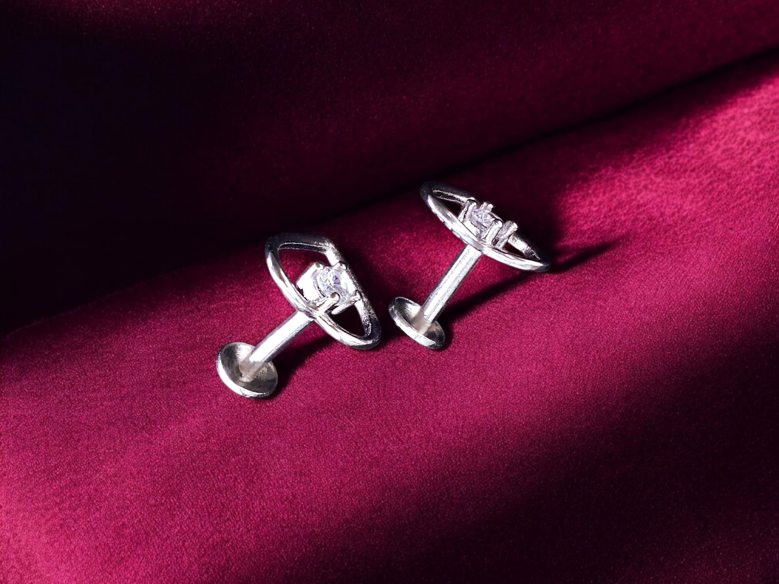 Stylish Double Heart Stud Earrings - 925 silver