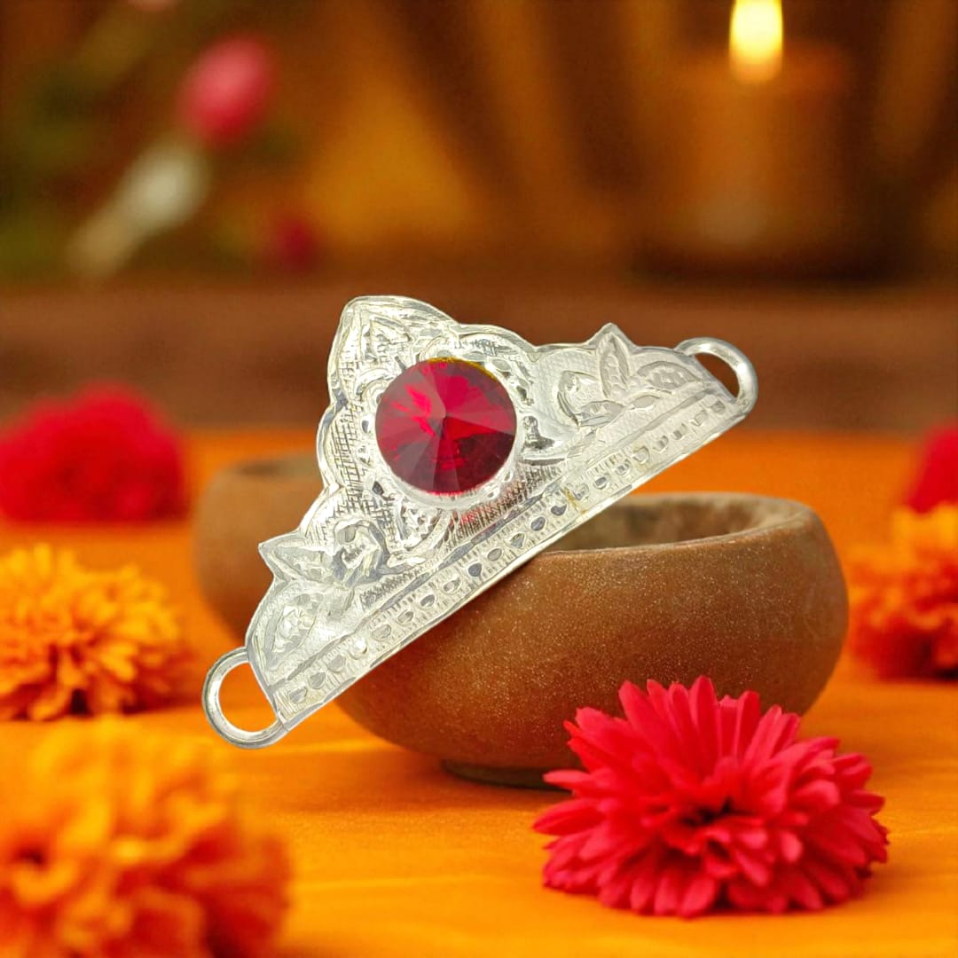 Silver Red Diamond Crown / Mukut