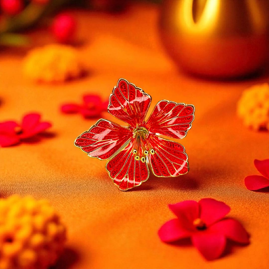 Silver Red Golden Jaswand Flower Medium