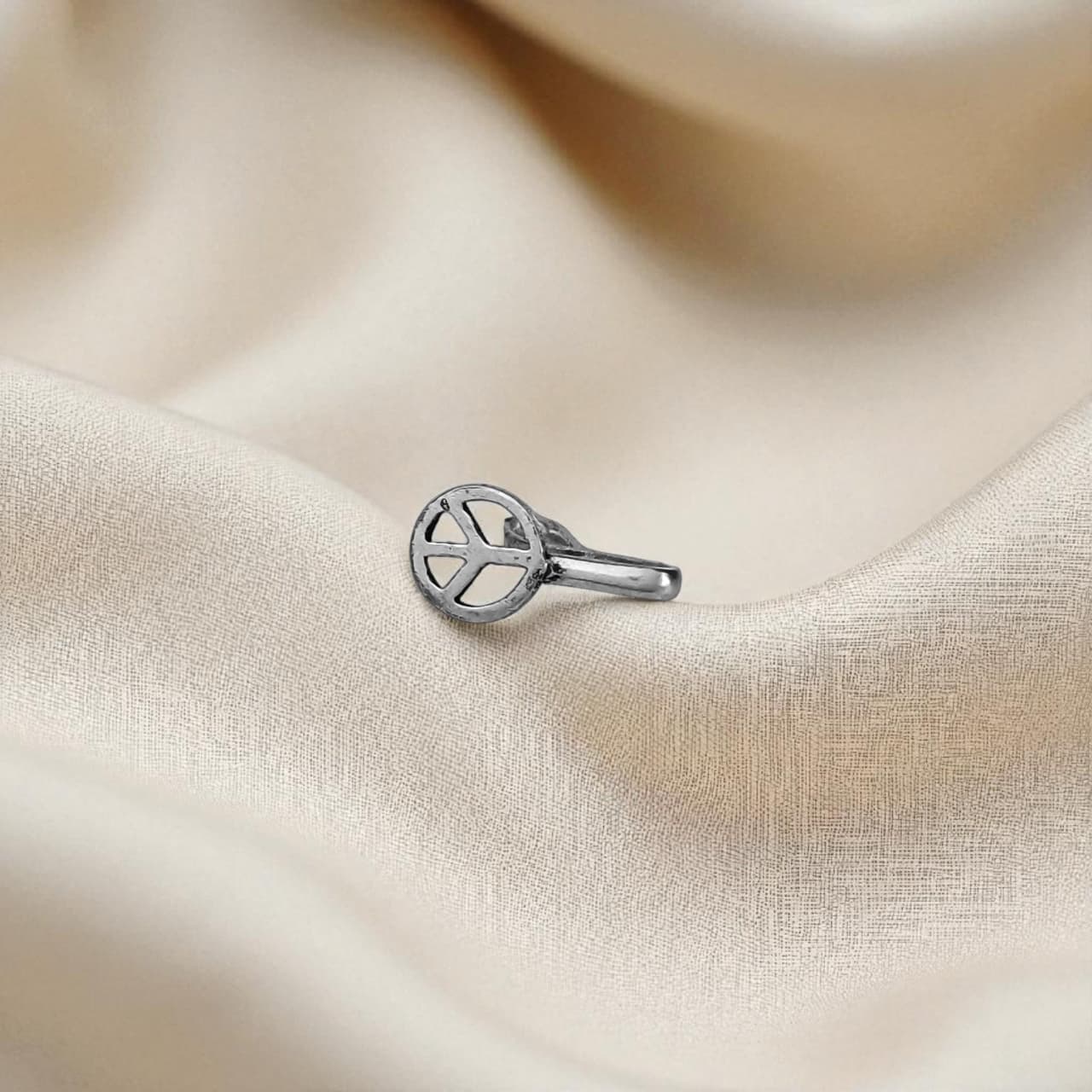 Nose Pin (Pressing) Peace Symbol - 925 Silver