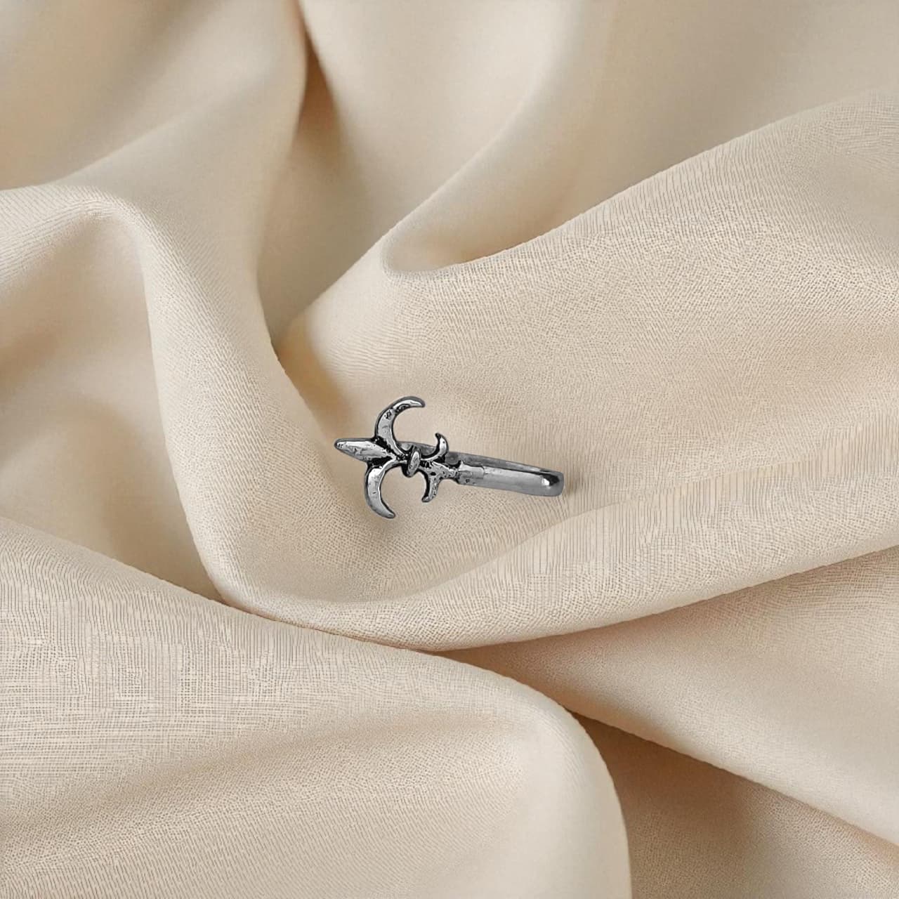 Nose Pin (Pressing) Trishul Shape  - 925 Silver