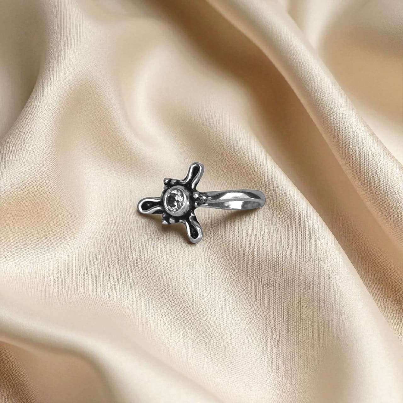 Nose Pin (Pressing) Oxidised Turtle Charm - 925 Silver