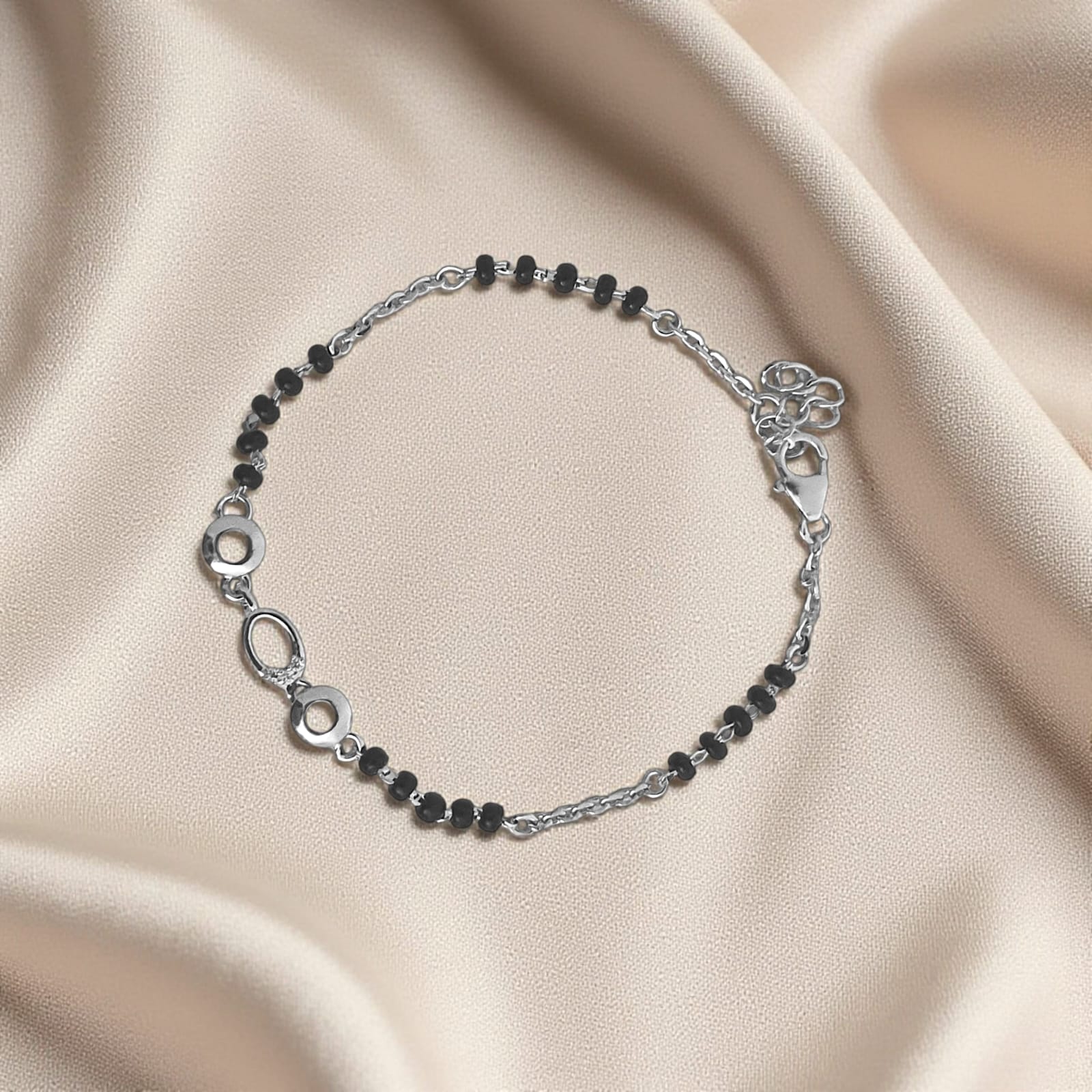 Oval Shape Adjustable Hand Mangalsutra - 925 Silver