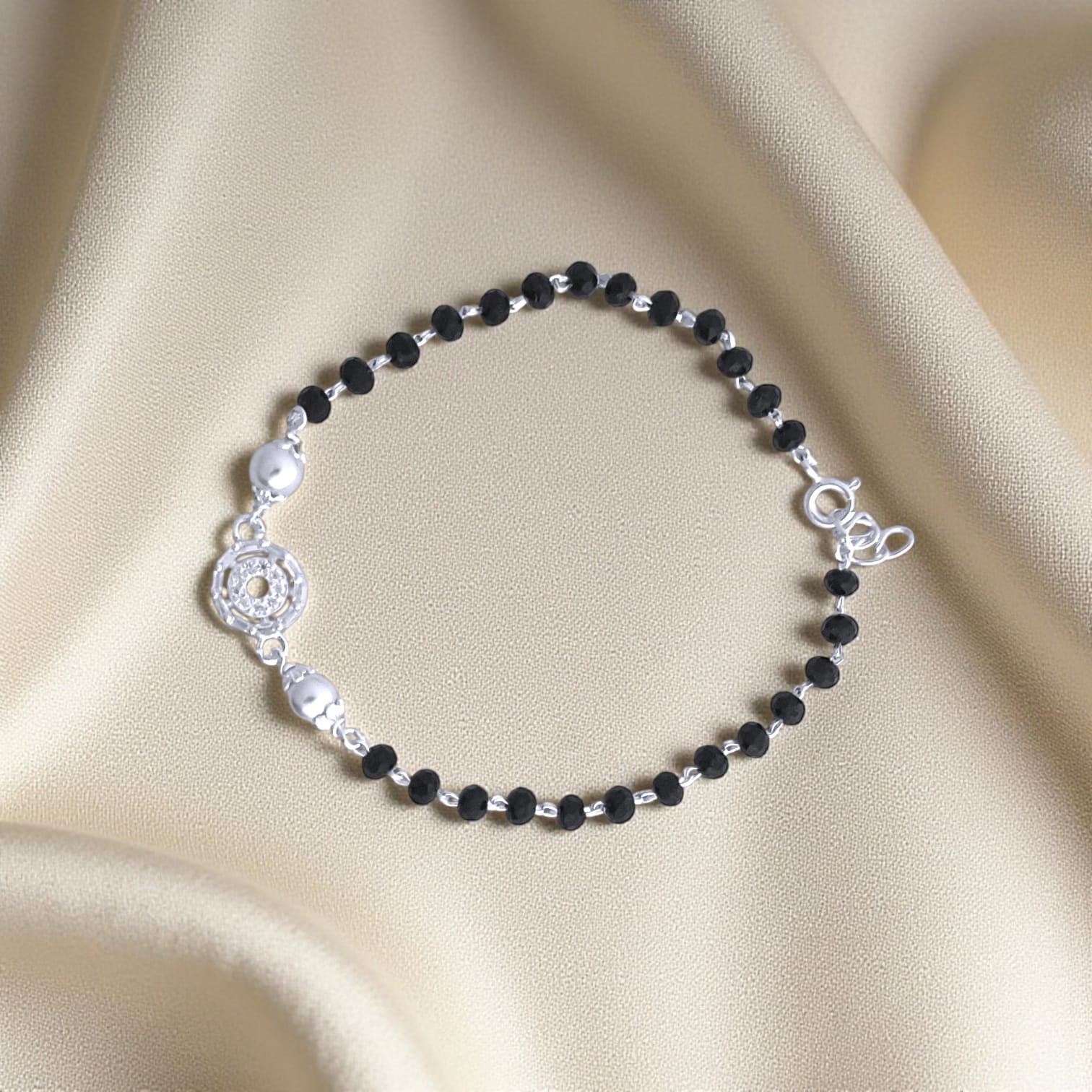 Round Pearl Beaded Hand Mangalsutra - 925 Silver