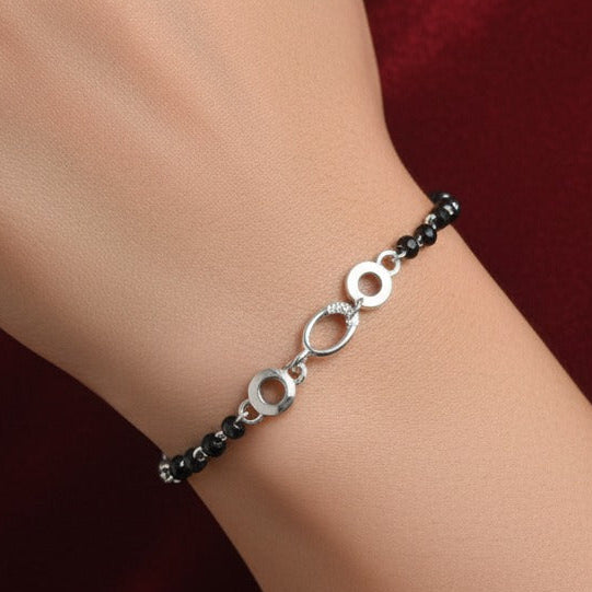 Oval Shape Adjustable Hand Mangalsutra/Bracelet - 925 Silver