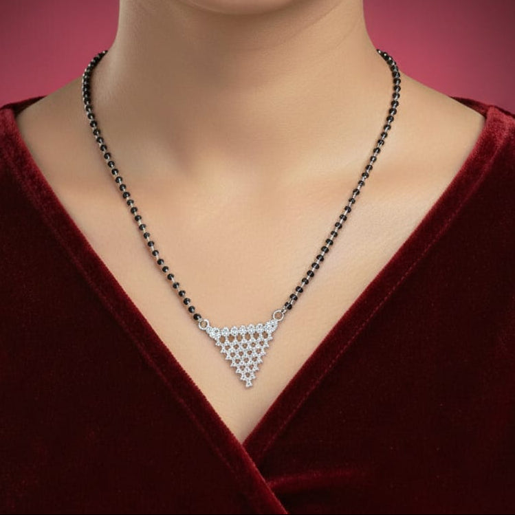 Silver Mangalsutra Saraswati pedent with - single Thread -925 Silver