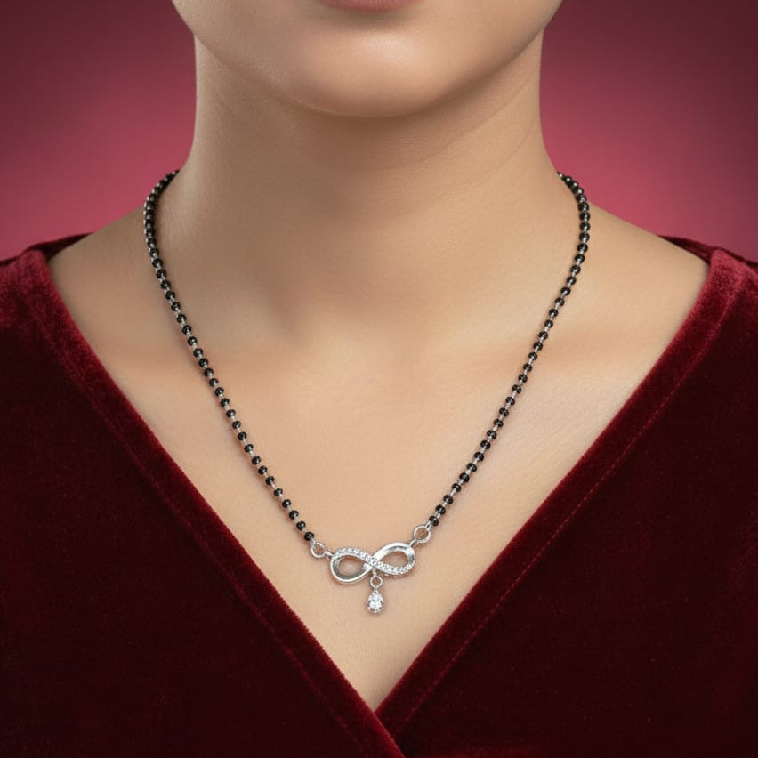 Infinity Drop Stone Silver Mangalsutra-925 Silver