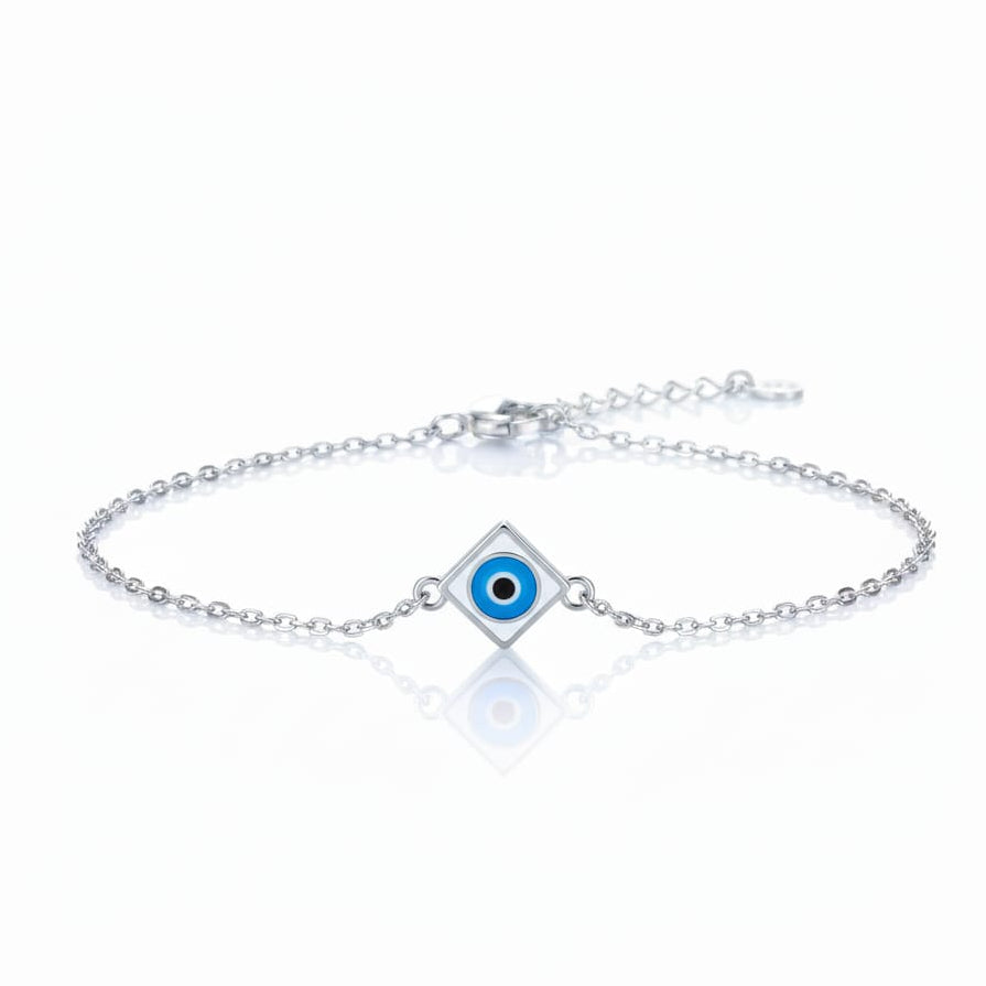 Square Evil Eye Silver Bracelet For Women