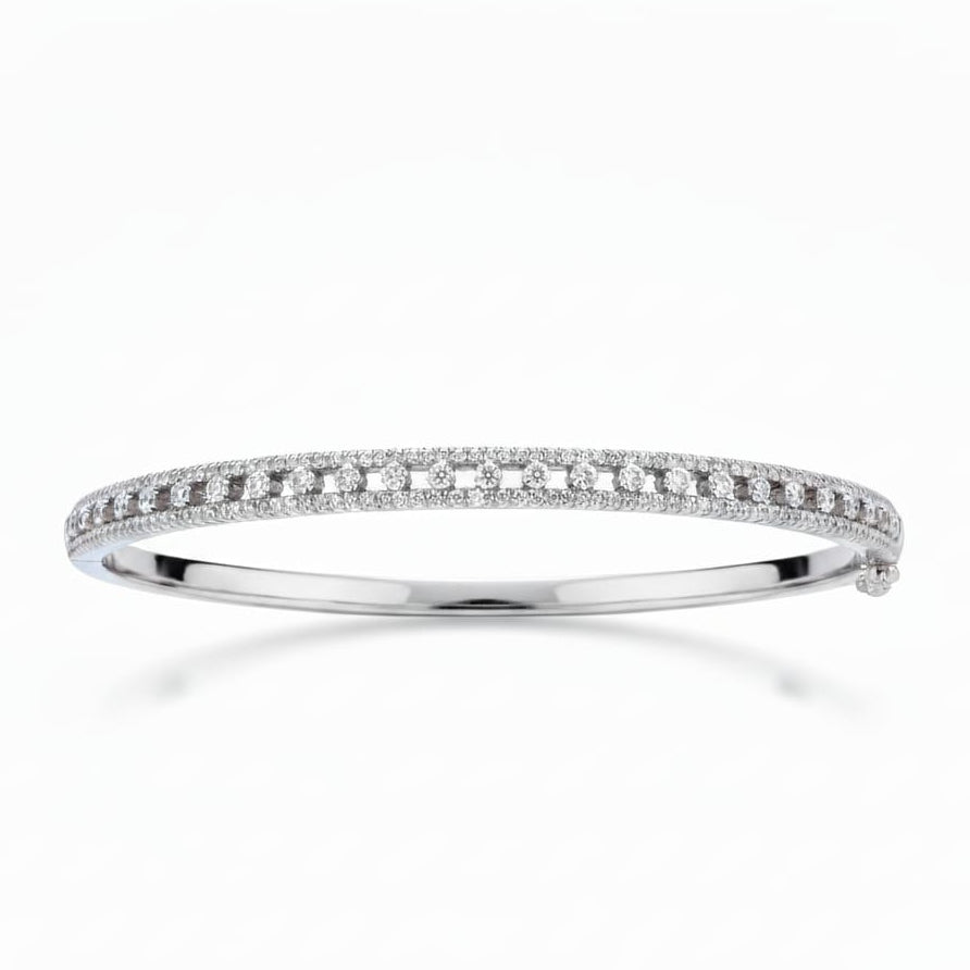 Fancy white studed Bangle/Bracelet for Women-925 Silver