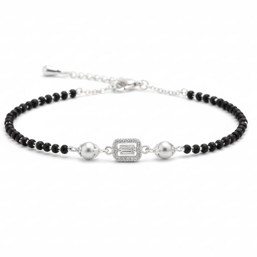 Rectangle Pearl Beaded Adjustable Hand Mangalsutra/  Bracelet - 925 Silver