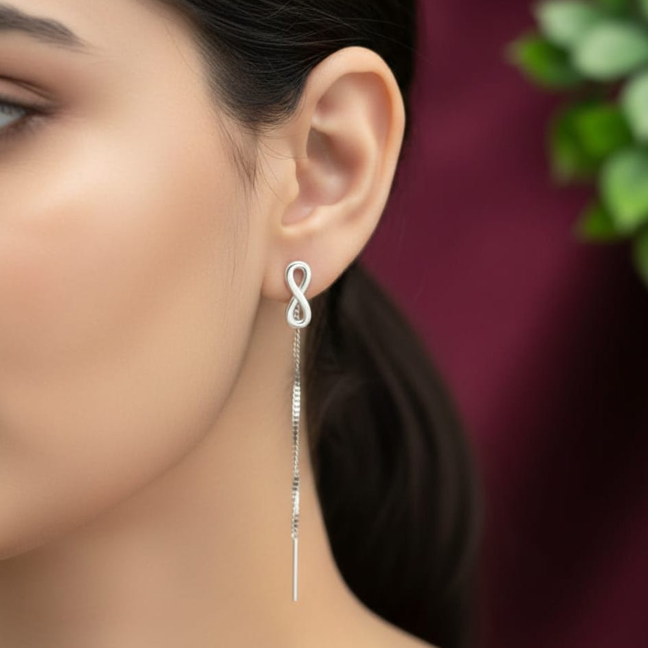 Infinity Shape Sui Dhaga Earring  pair - 925 Silvers