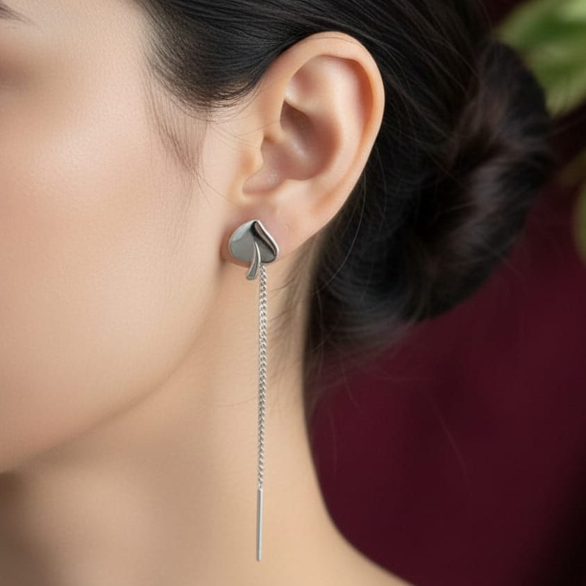 Leaf Shape Sui Dhaga Earring pair - 925 Silvers