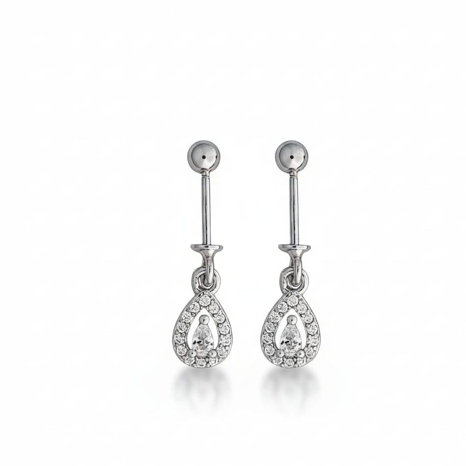 Silver Simple Zircon Bugadi Earrings pair-925 Silver