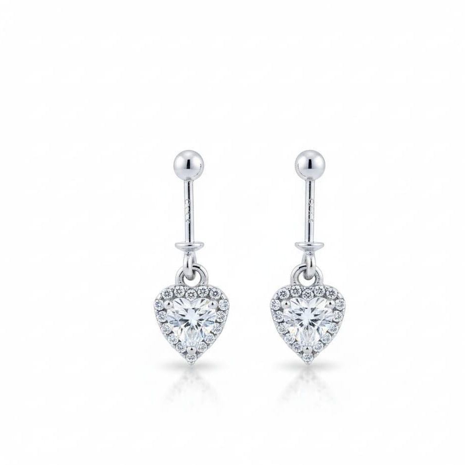 Silver Heart Zircon Bugadi Earrings pair-925 Silver