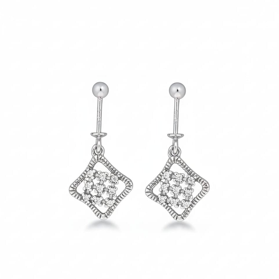 Silver Zircon Diamond Bugadi Earrings  pair-925 Silver