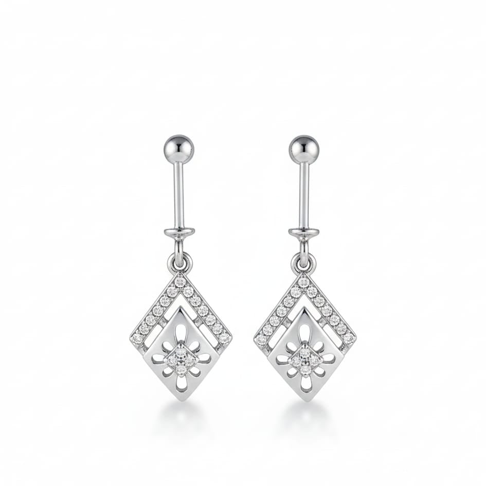 Silver Glossy Bugadi Earrings pair-925 Silver