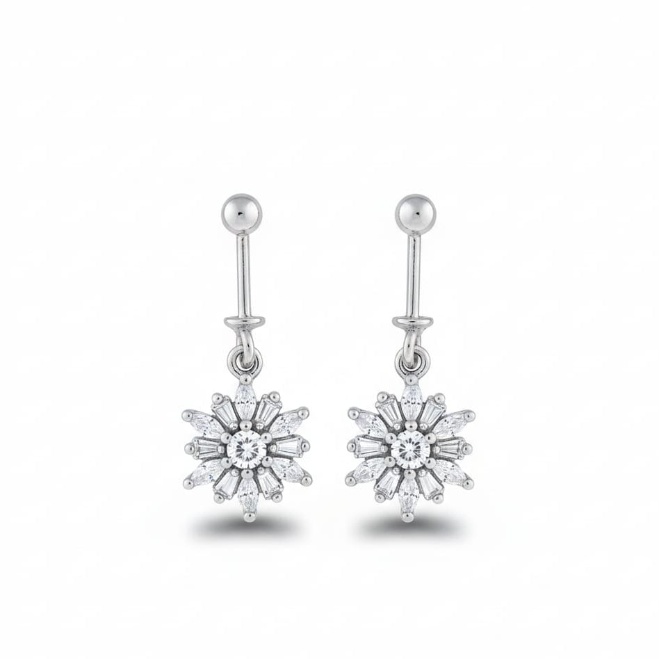 Silver Sparkle Diamond Bugadi Earrings pair-925 Silver