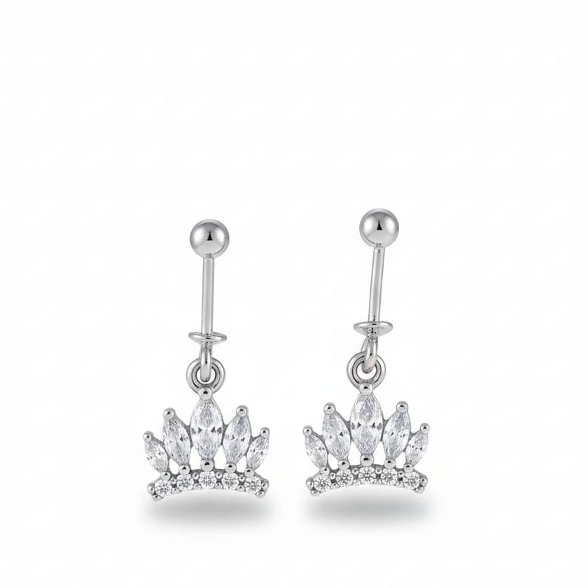 Silver Crown Zircon Bugadi Earrings pair -925 Silver