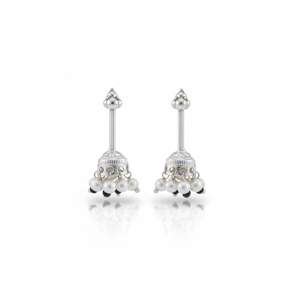 Pearl Drop Bugadi Earring pair-925 Silver