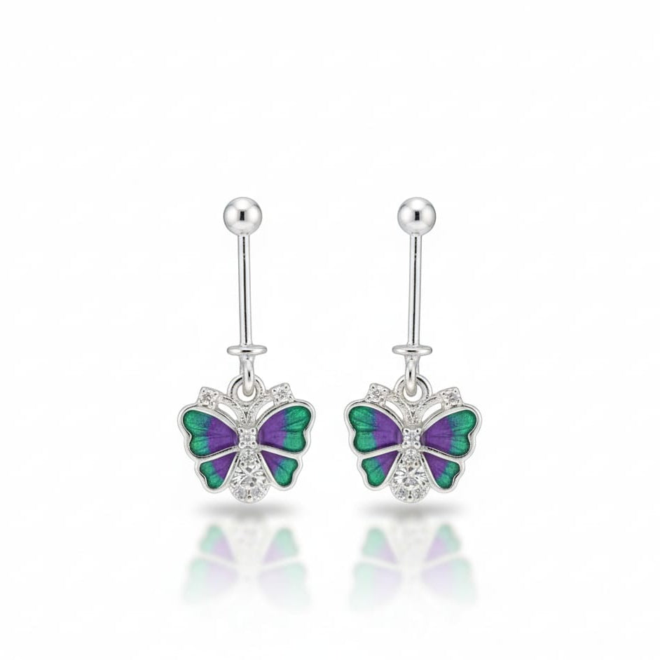 Silver Butterfly Ball Bugadi Earring pair