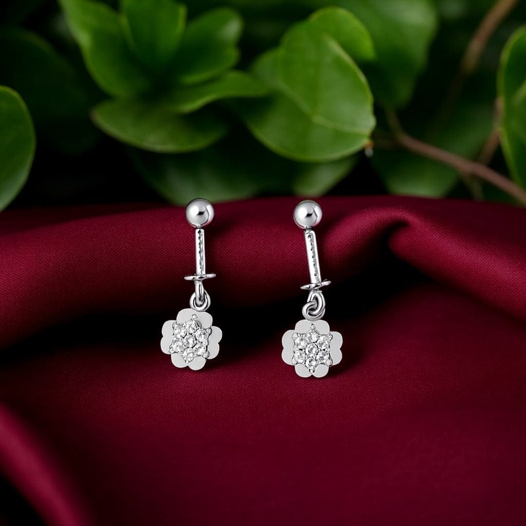Flower Diamond Bugadi Earrings pair-925 Silver