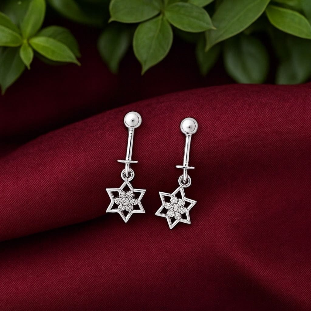 Silver Fancy David Star Bugadi Earrings pair