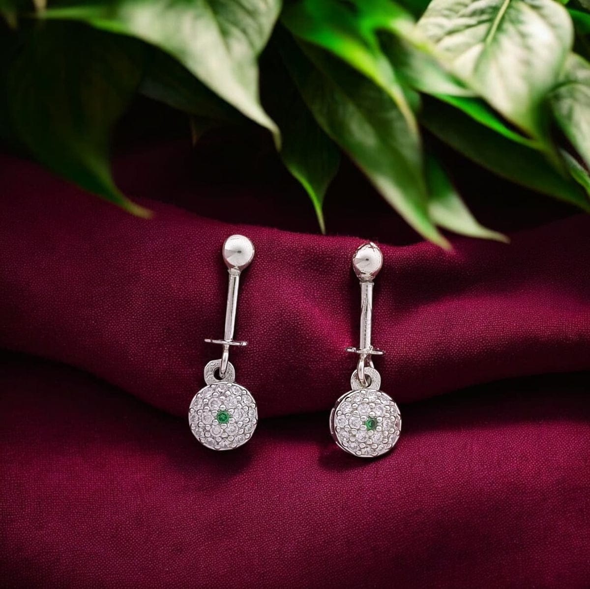 Silver Fancy Round Diamond Bugadi Earrings pair-925 Silver