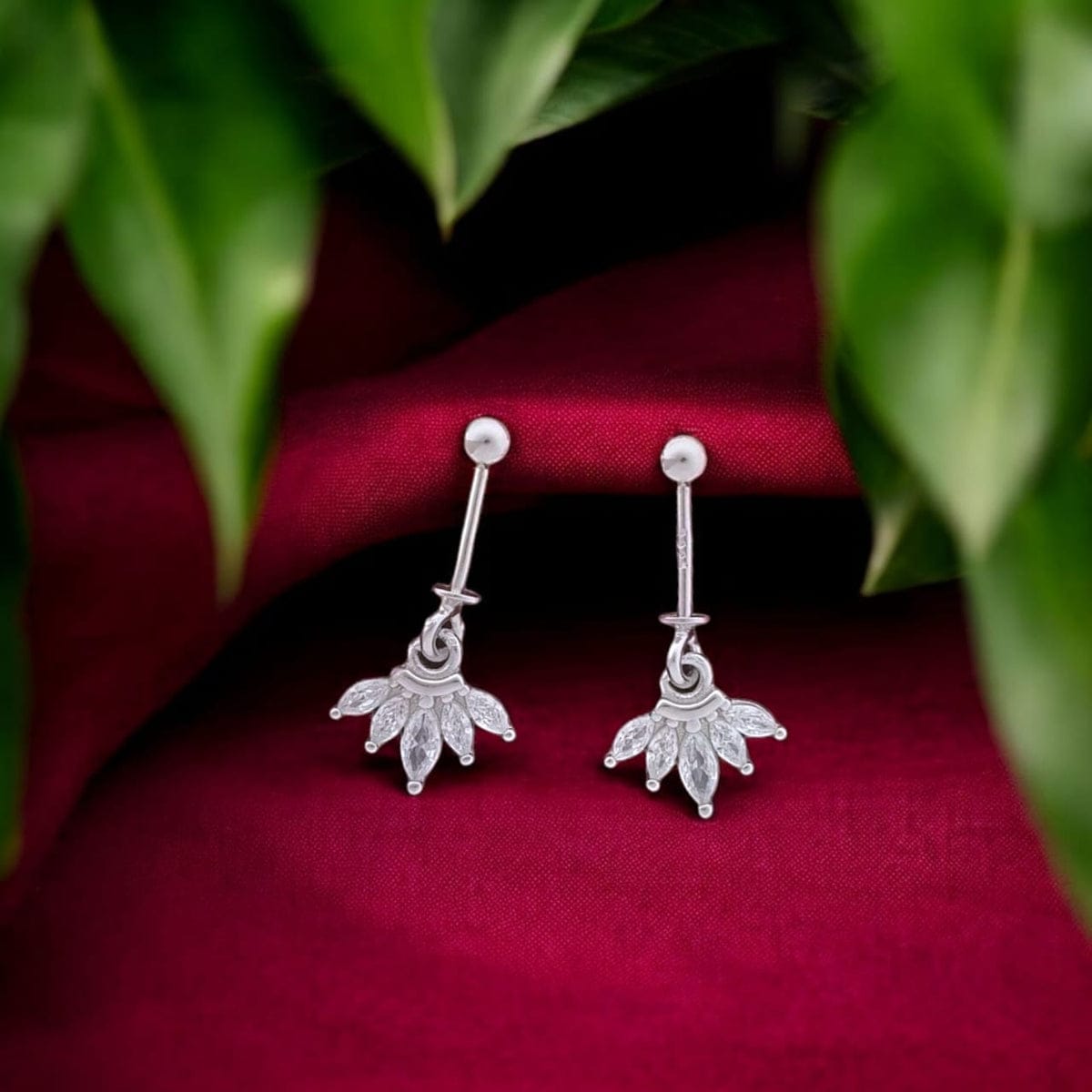 Silver Five Stone Bugadi Earrings pair-925 Silver
