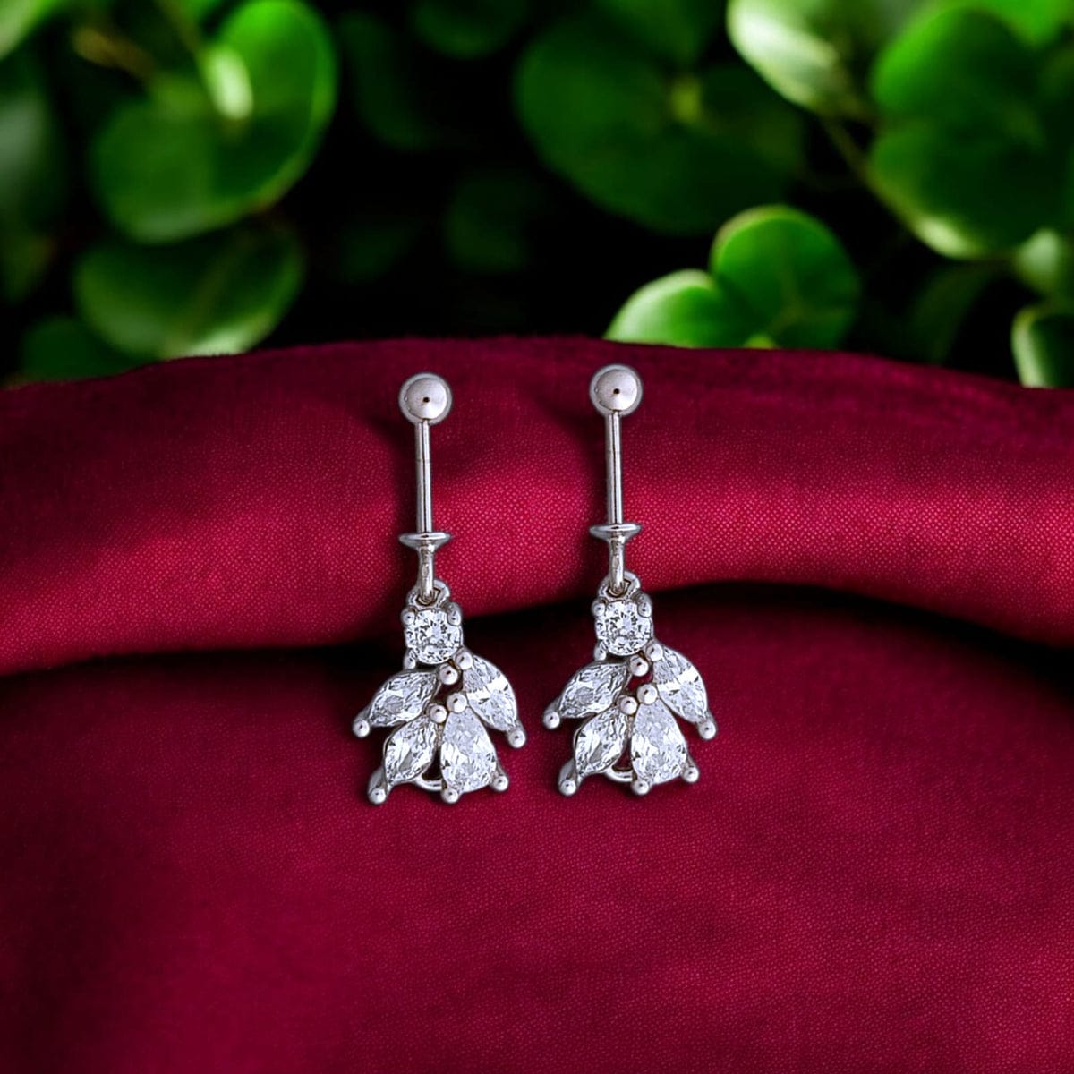 Silver Dazzling Diamond Bugadi Earrings pair -925 Silver