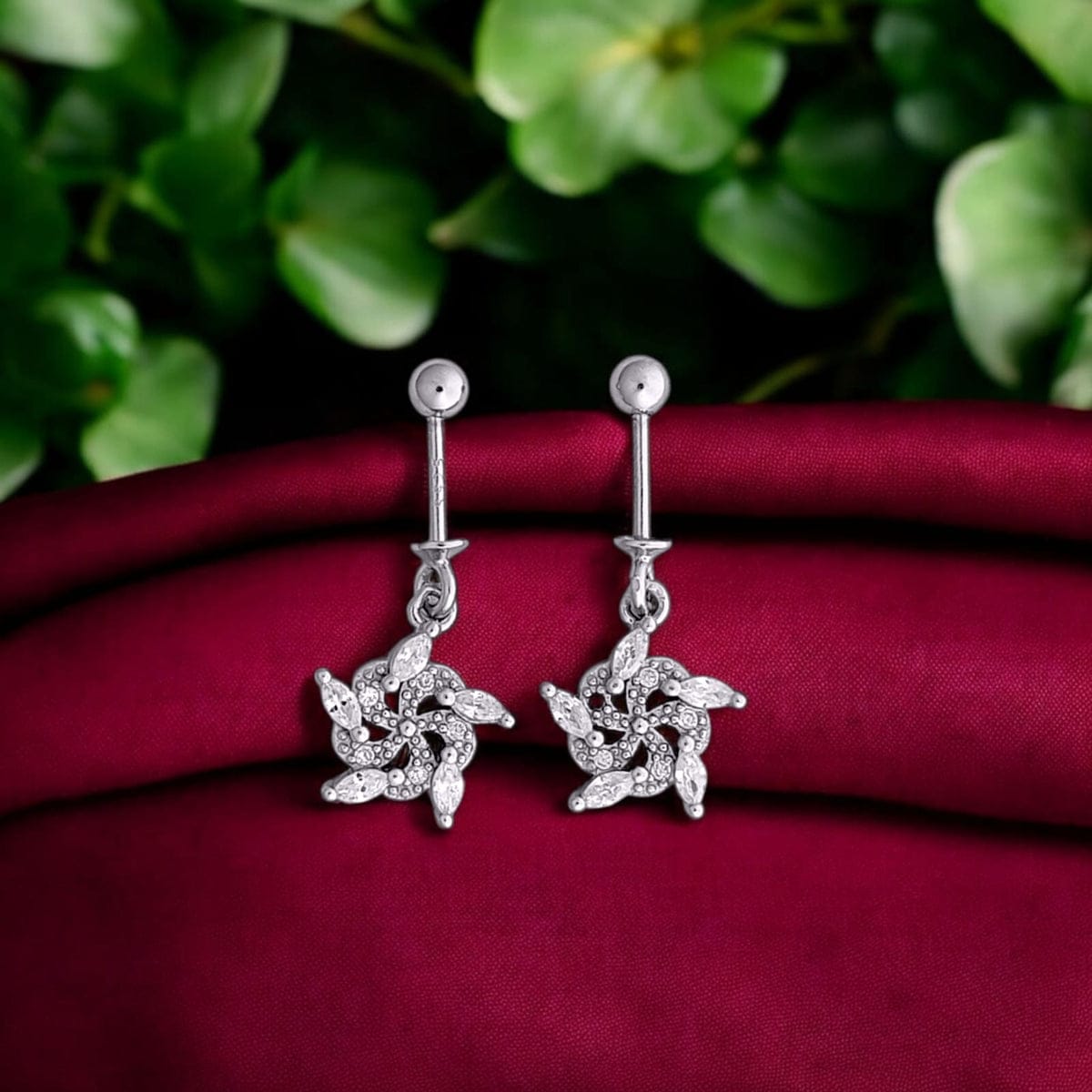 Silver Unique Zircon Bugadi Earrings pair-925 Silver