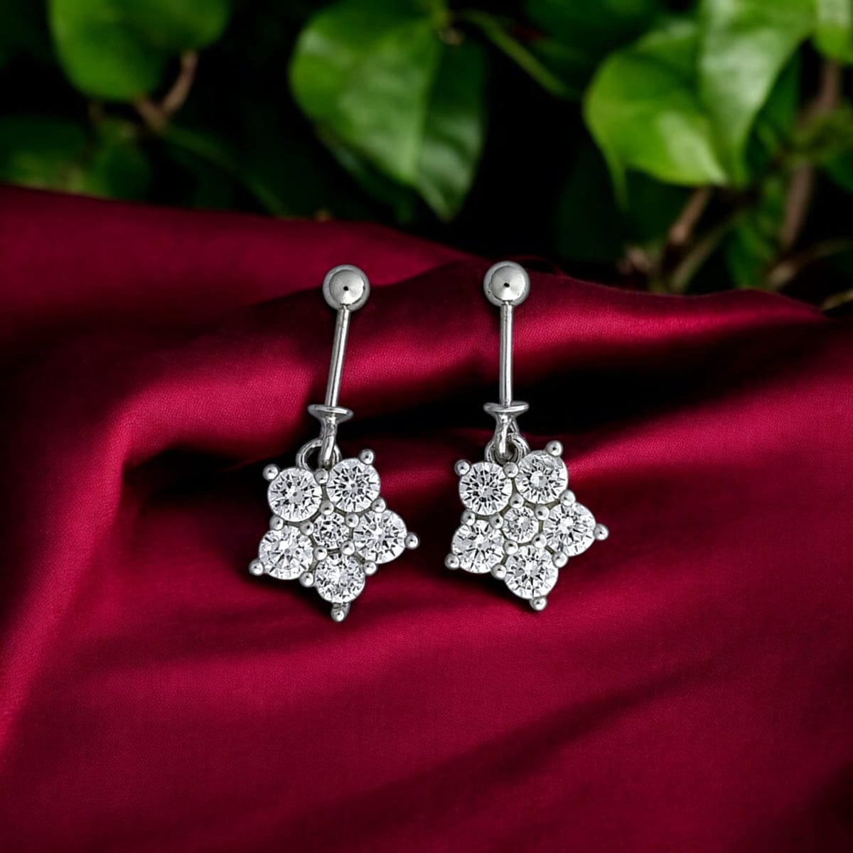 Silver Five Stone Bugadi Earrings pair-925 Silver