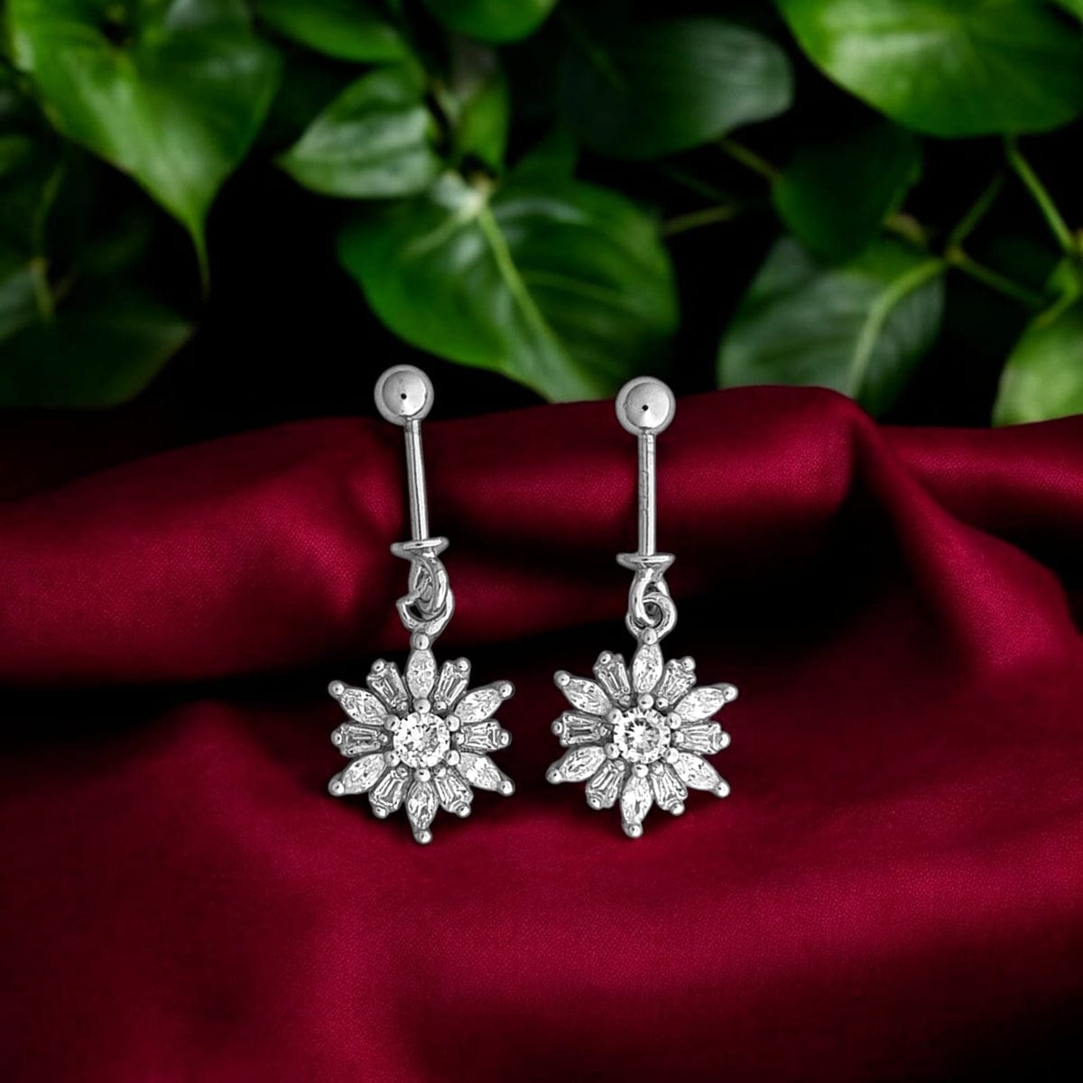 Silver Sparkle Diamond Bugadi Earrings pair-925 Silver