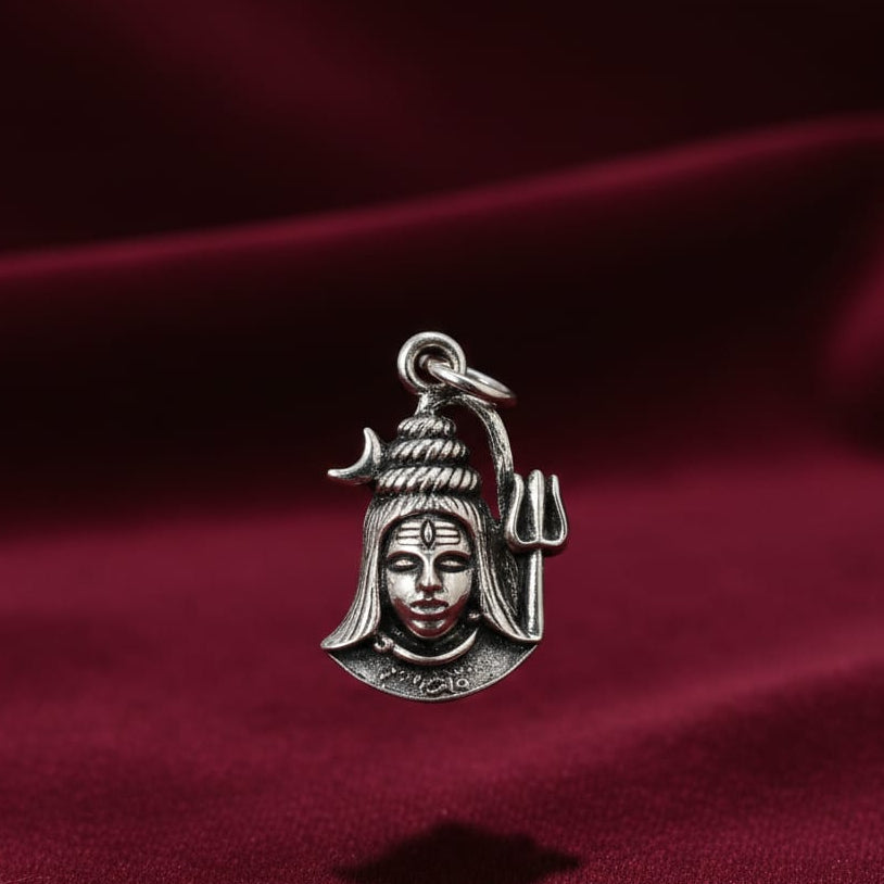 Lord Shiva  Trishul Ganga Oxidised Pendant-925 Silver
