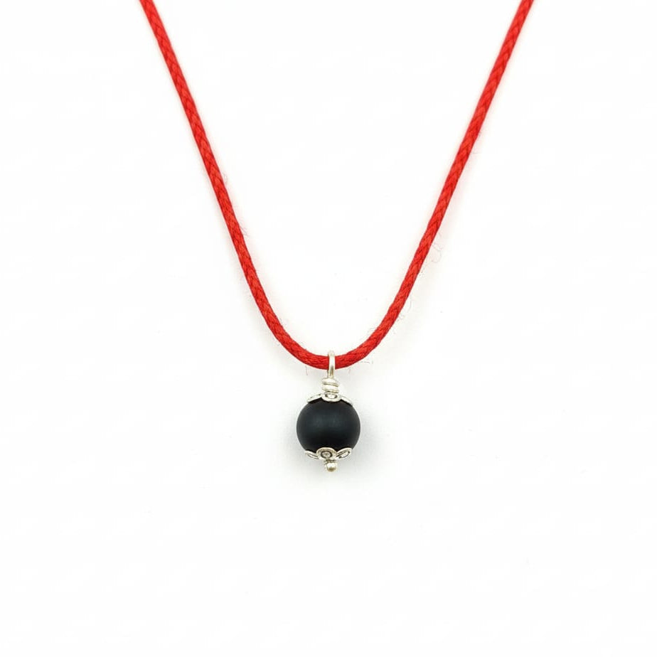 Karungali Bead baby pendant with  cap-925 Silver