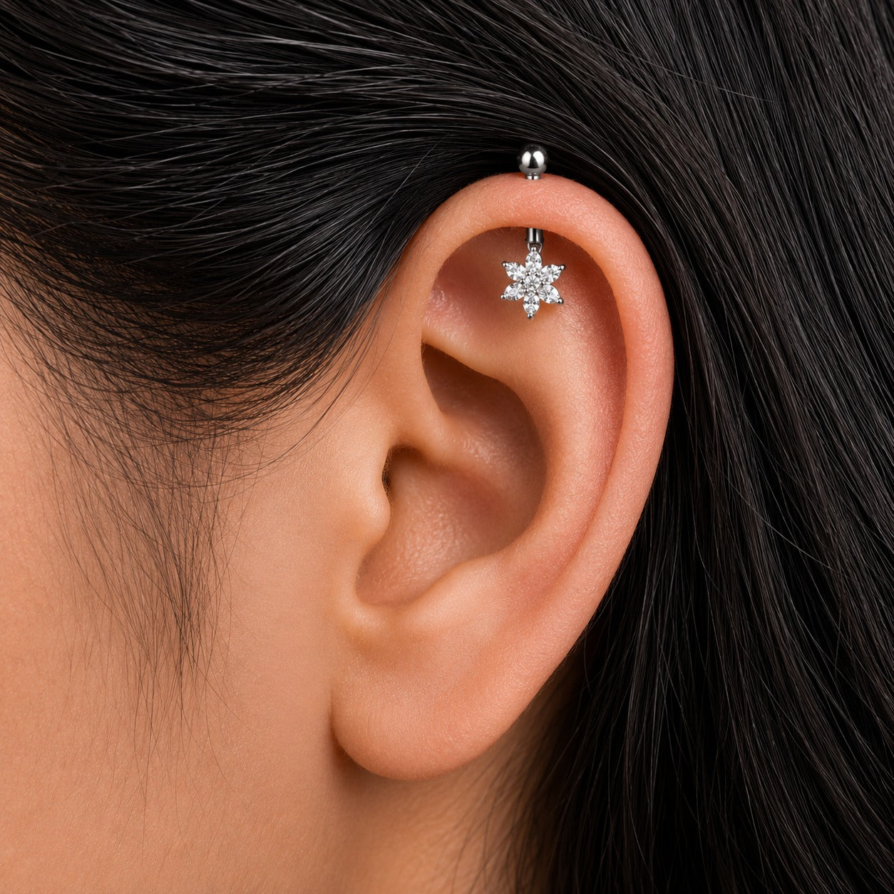 Unique Floral Helix Bugadi Earring Pair  - 925 Silver