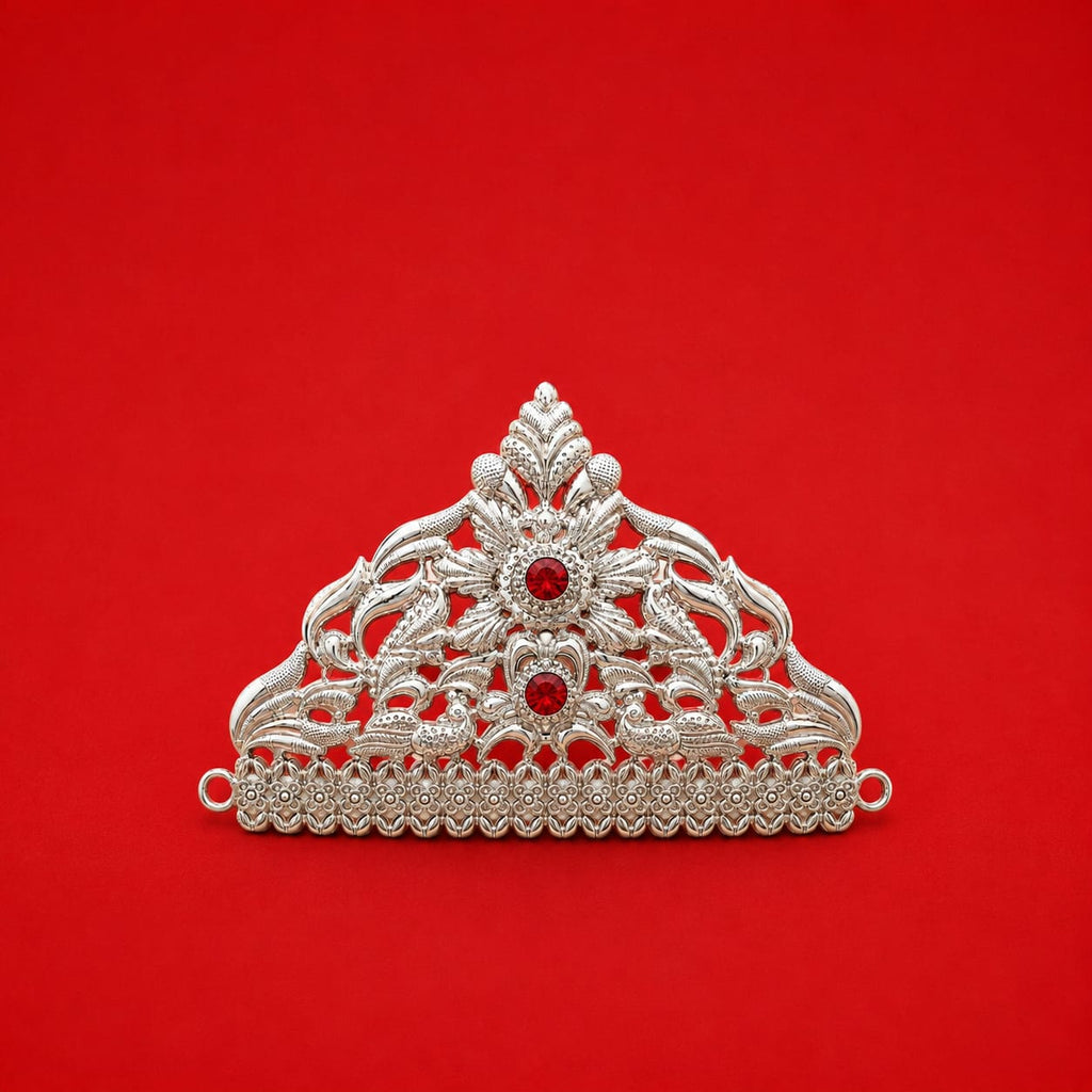 Divine Ganpati Silver Crown with 2 Diamonds