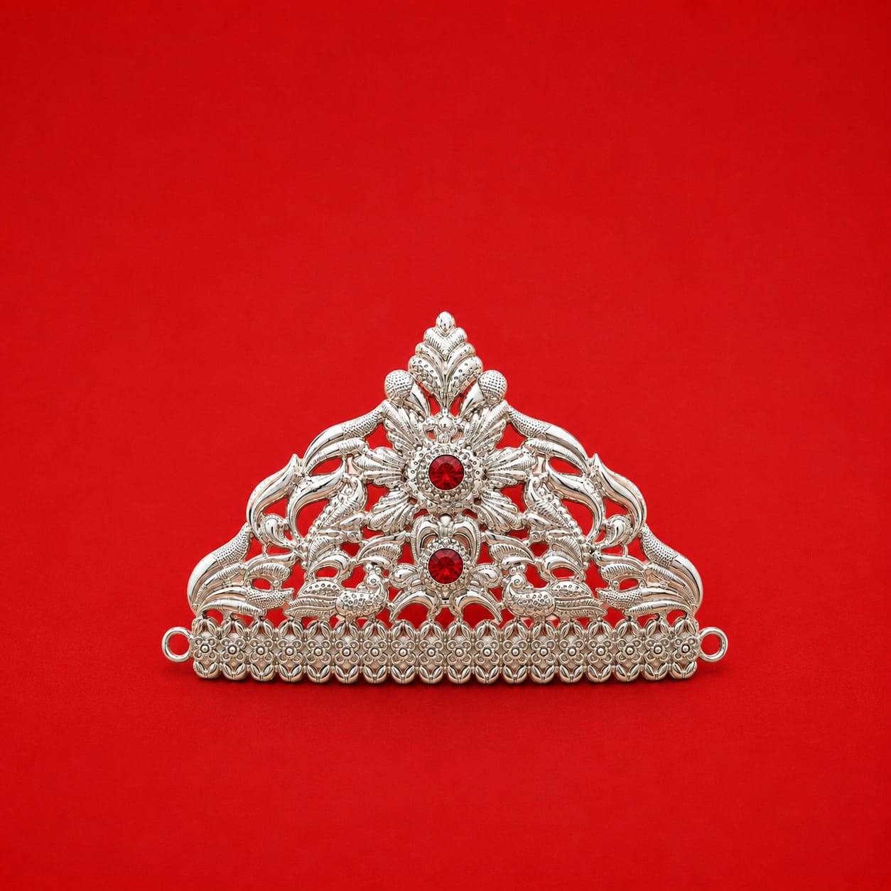 Divine Ganpati Silver Crown with 2 Diamonds