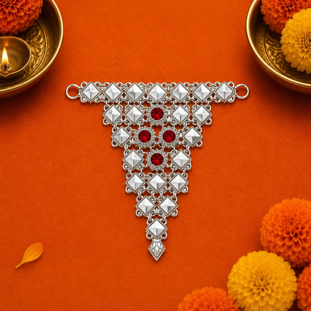 Silver Ganpati Sond on orange background