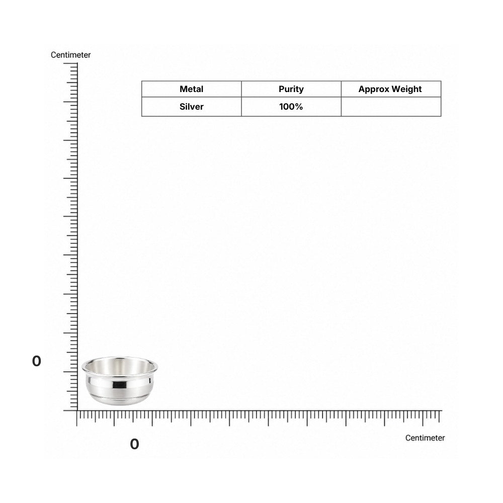 Silver Bowl Vati Classic Design dimensions and weight chart