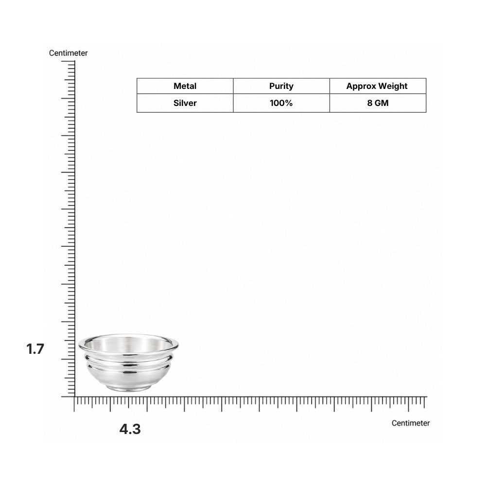 Silver Bowl Vati dimensions and weight chart