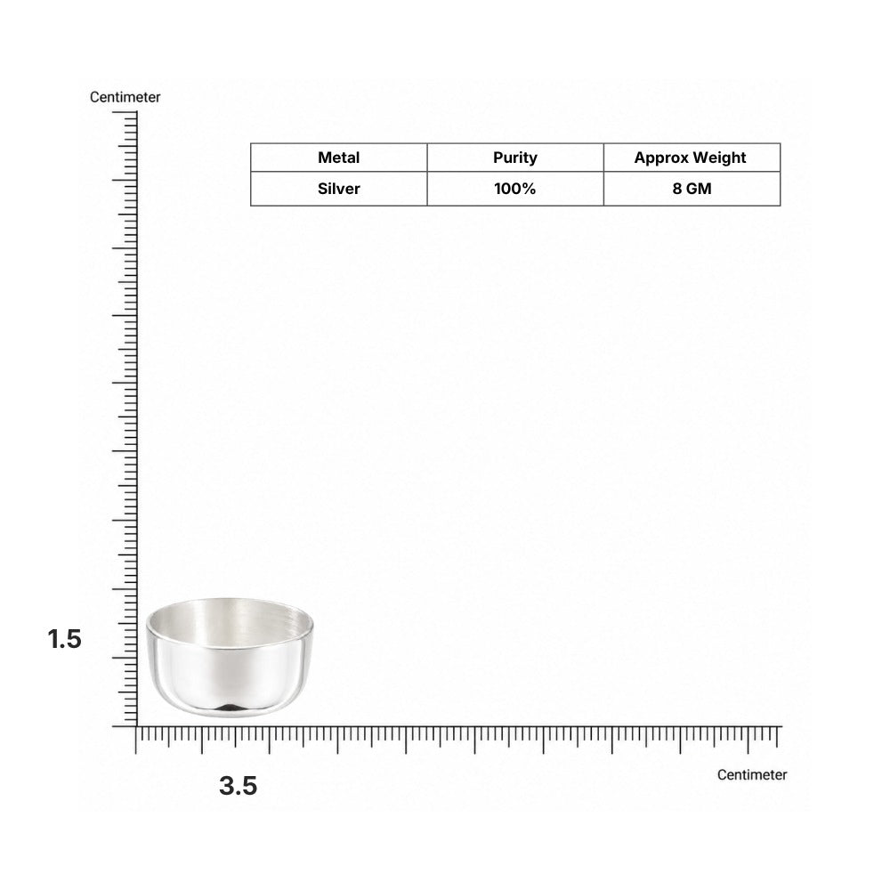 Silver Bowl Vati dimensions and weight chart