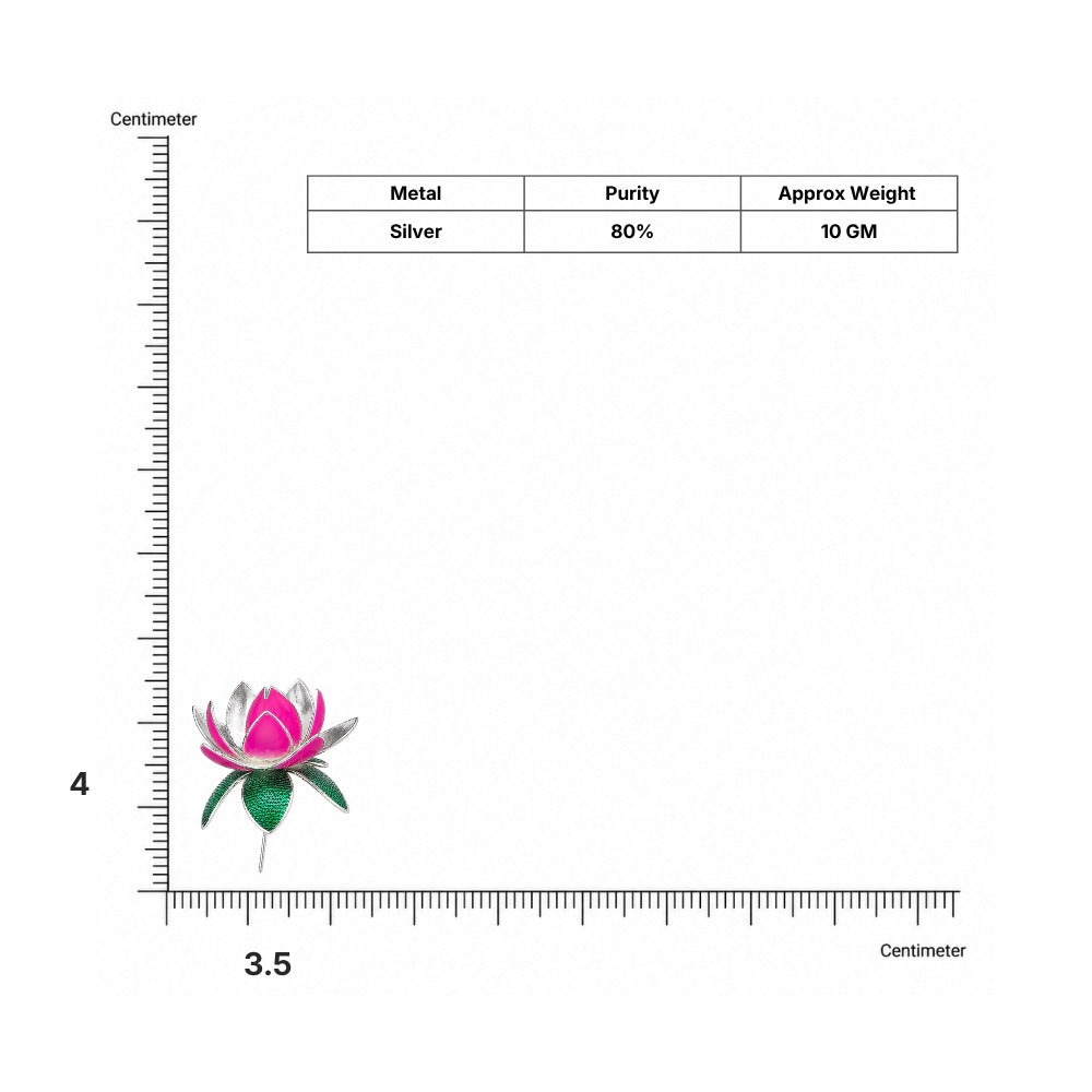 Silver Lotus Flower dimensions and weight chart