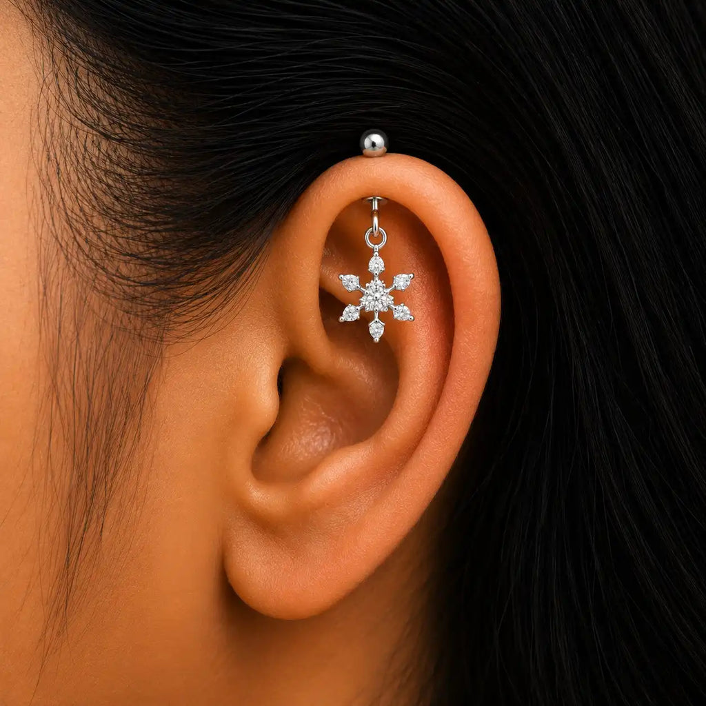 Silver Arrow White Zircon Helix Bugadi Earring  Pair  -  925 Silver