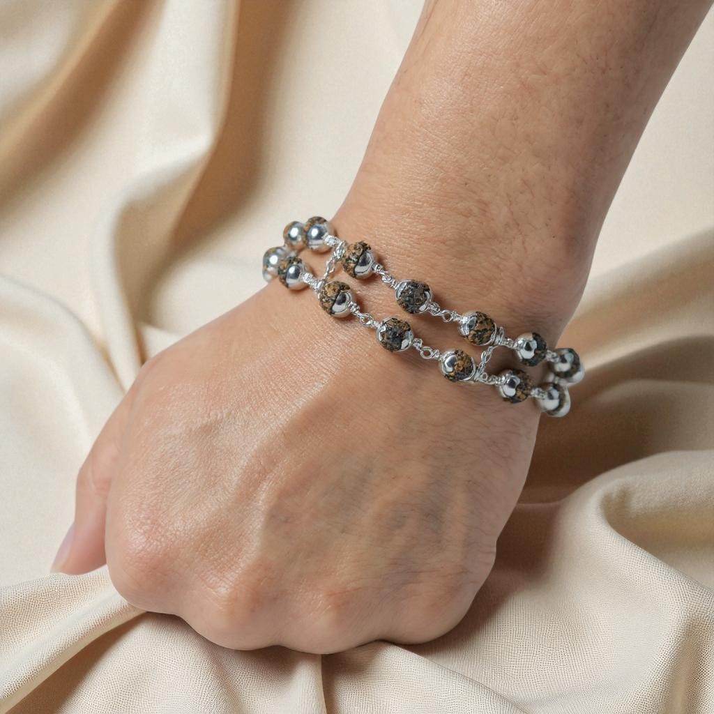 Rudraksha Bracelet Silver Dual Line