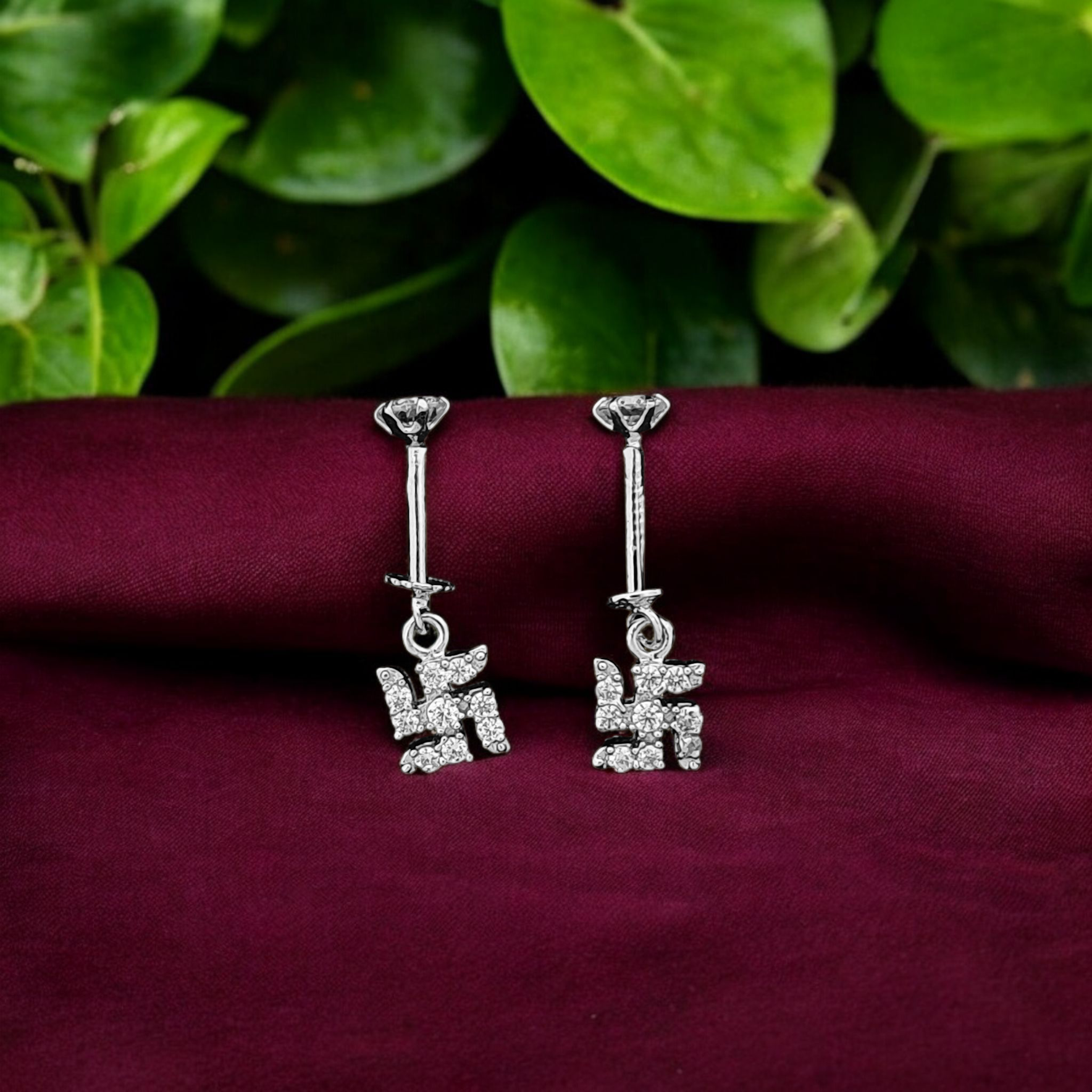Swastik Bugadi Earring pair - 925 Silver
