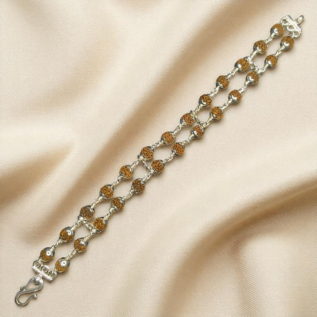 Rudraksha Bracelet Silver Dual Line