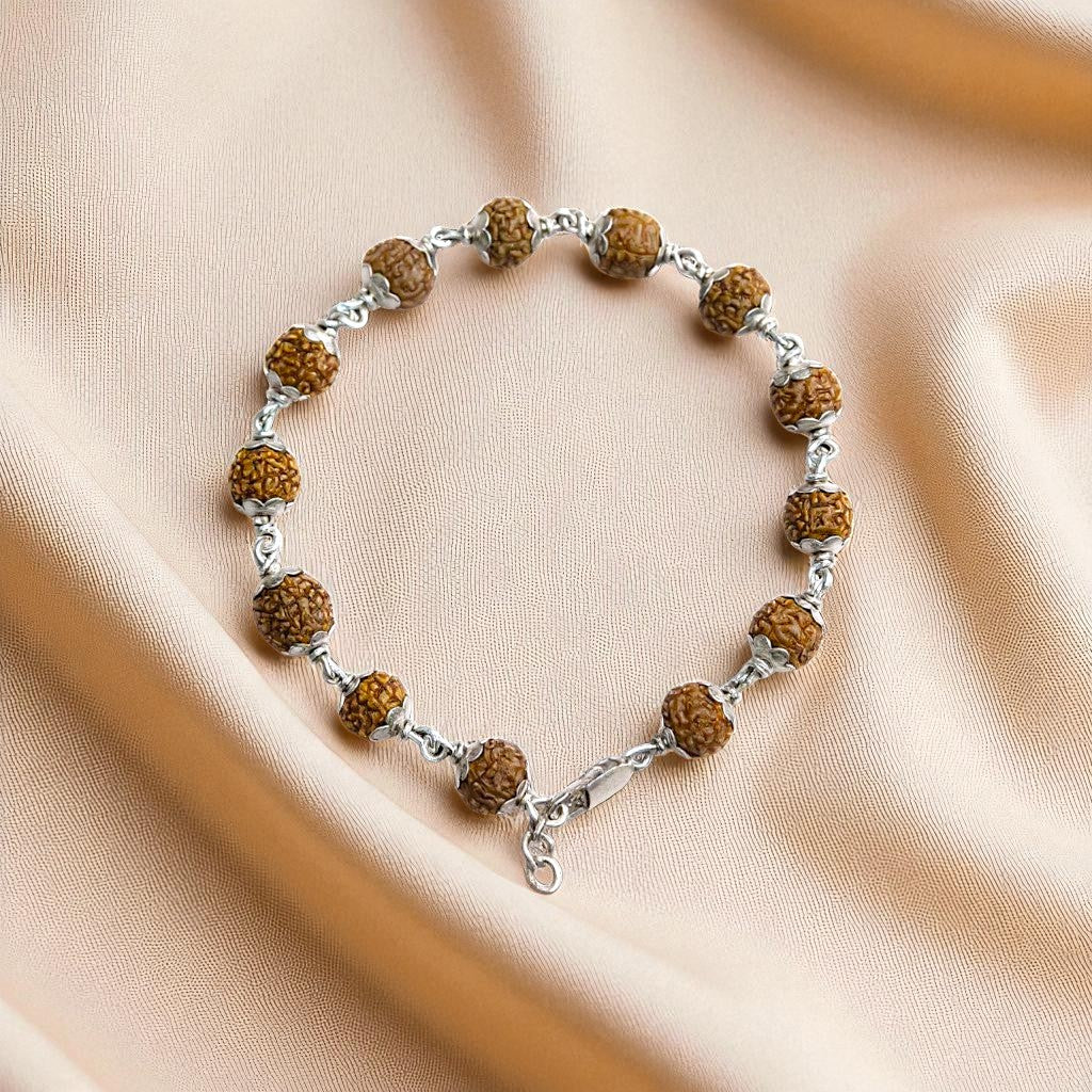 Rudraksha Bracelet Silver - With Cap